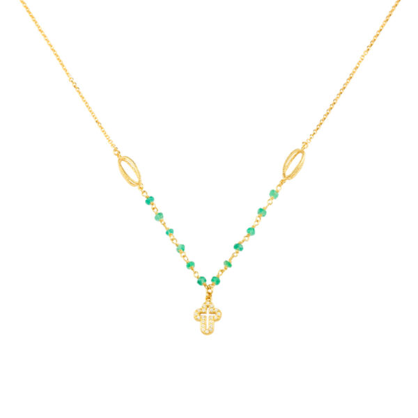 Κολιέ 9Κ σε κίτρινο χρυσό σταυρός με ζιργκόν