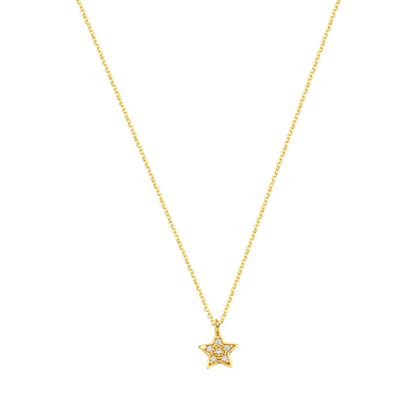 Necklace 9K in yellow gold star with zircon