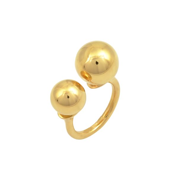 Ring Double Ball Yellow Gold Bowling