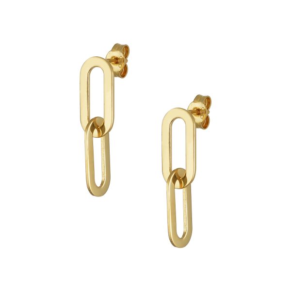 Earrings Double Yellow Gold Athens Link Slim