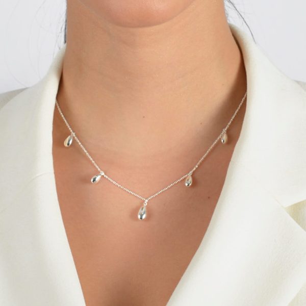 Kolie Pentaplo Kremasto Alisida Asimenio 925 Dewdrops Collection Rich Passion NEW239